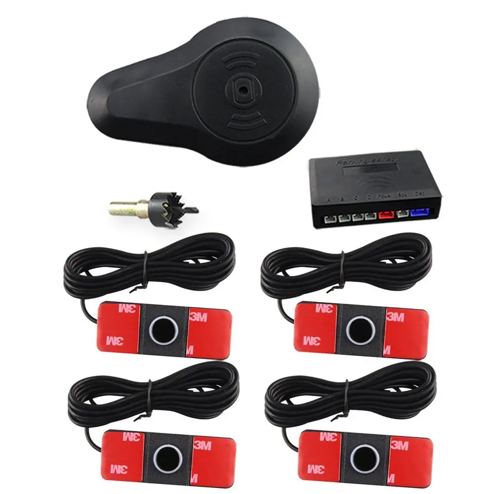 

Car Rover Original Flat Car Parking Reverse Sensor Kit with Buzzer Alert 4 Point 13mm Backup Pack Radar Car-detector