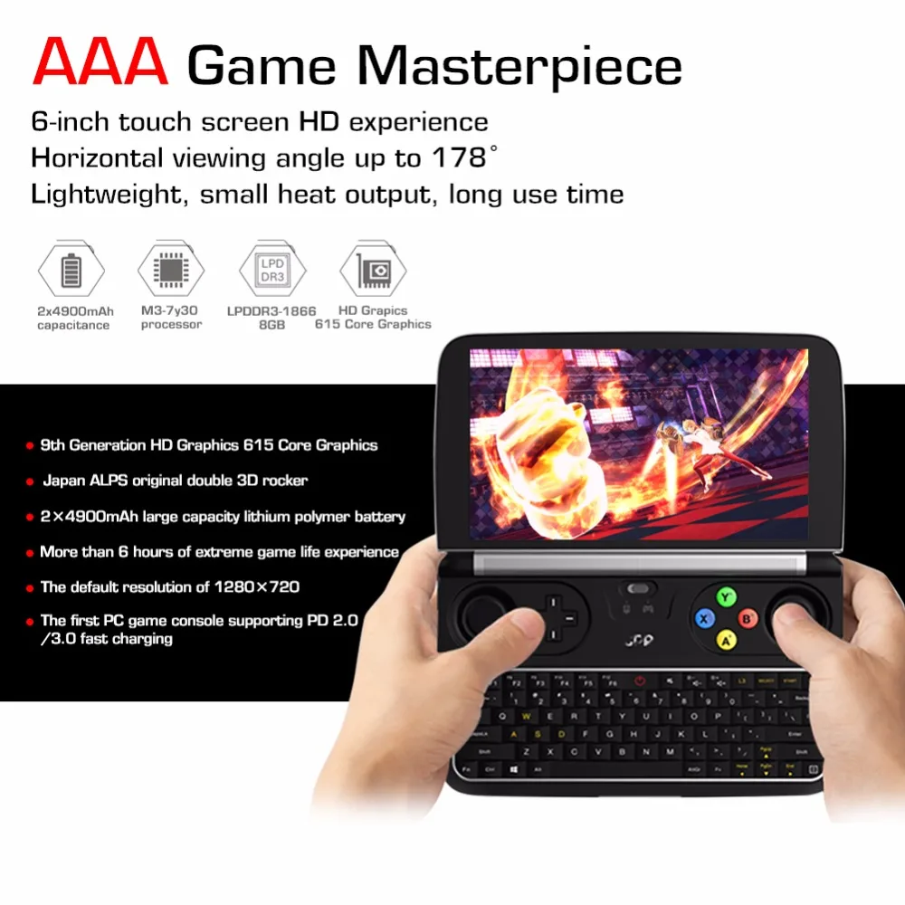 Новый GPD WIN2 Ручной игровой консоли карманный мини ПК ноутбук 6 дюймов H IPS экран Win 10