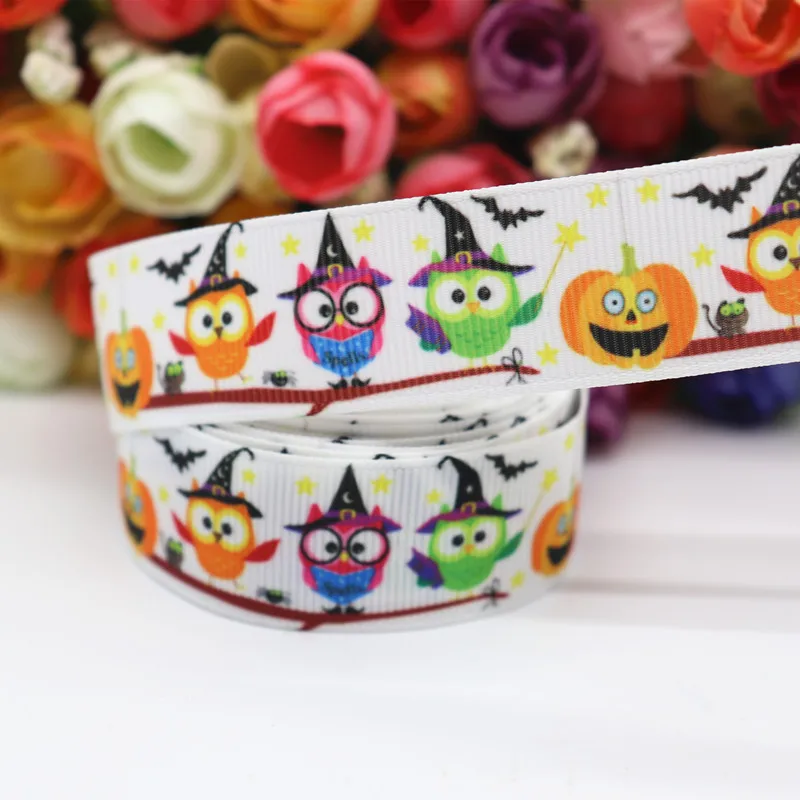 10 Yards 7/8''(22MM) Halloween Printed Grosgrain Ribbons For Hair Bows DIY Handmade Materials Y19071901 - Цвет: 6