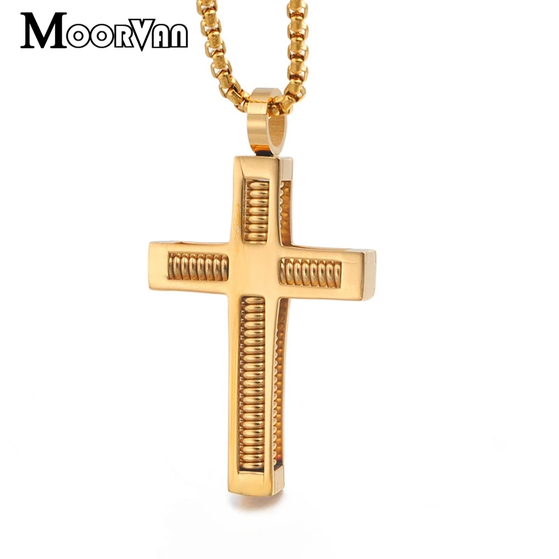 

Moorvan stainless steel hiphop punk motorized style cross pendants necklaces for man boy,unisex crucifix men women jewelry