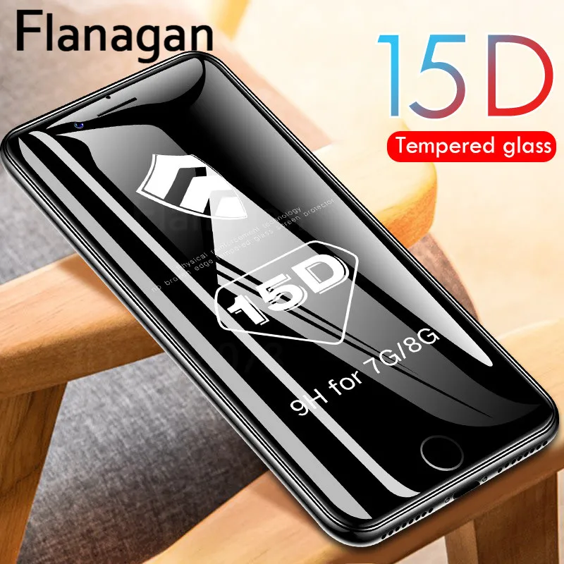 Защитное стекло 15D для iPhone 6 7 8 plus XR X XS с полным покрытием 11 12 Pro Max защита экрана