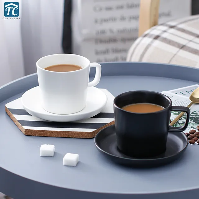 Best Offers Simple Matte Pull Flower Cup Cappuccino Coffee Milk Mugs European Cups Set Tea Latte Art Couples Black And White Frothers