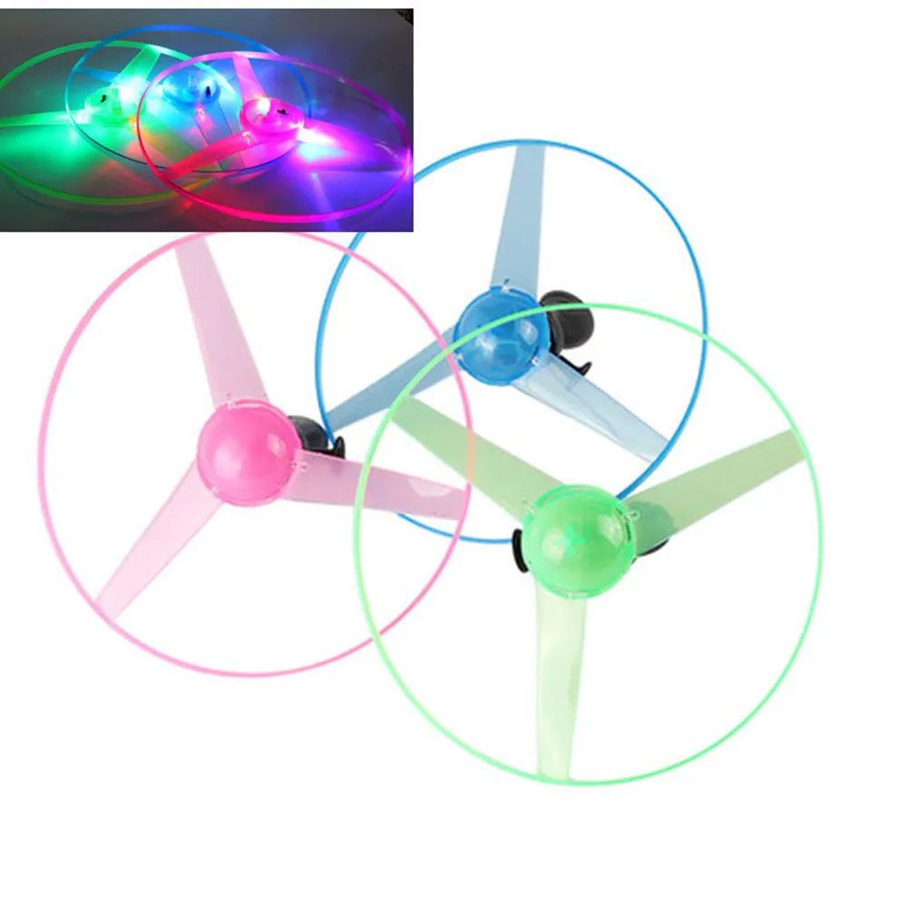 

2018 Childrens Toys Funny Colorful Pull String UFO LED Light Up Flying Saucer Disc Kids Plastic flashlight Birthday Gifts
