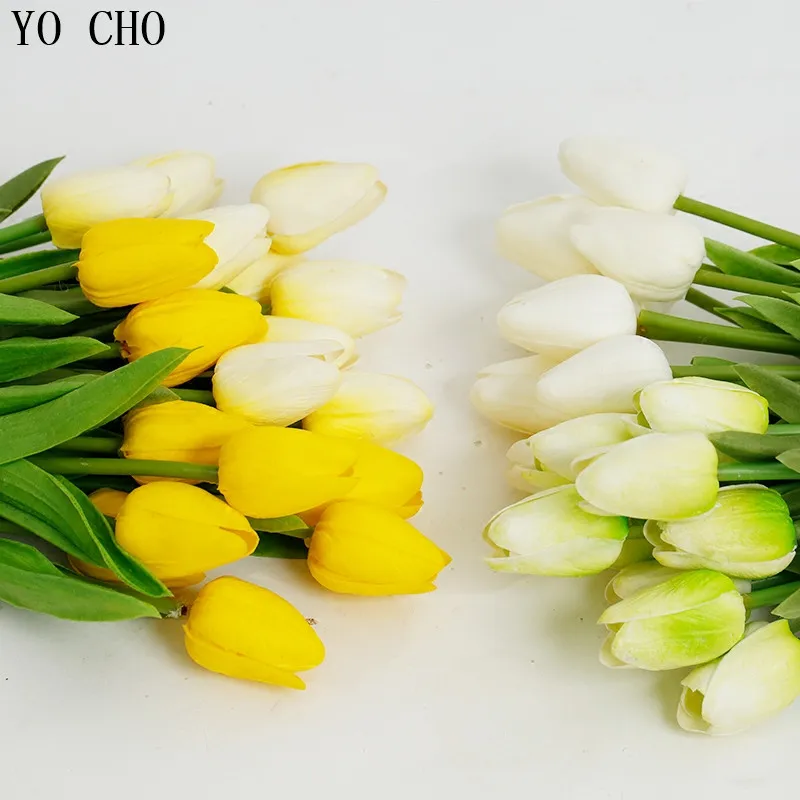 YO CHO 10 шт. бесплатная доставка искусственные мини тюльпаны полиуретан с эффектом