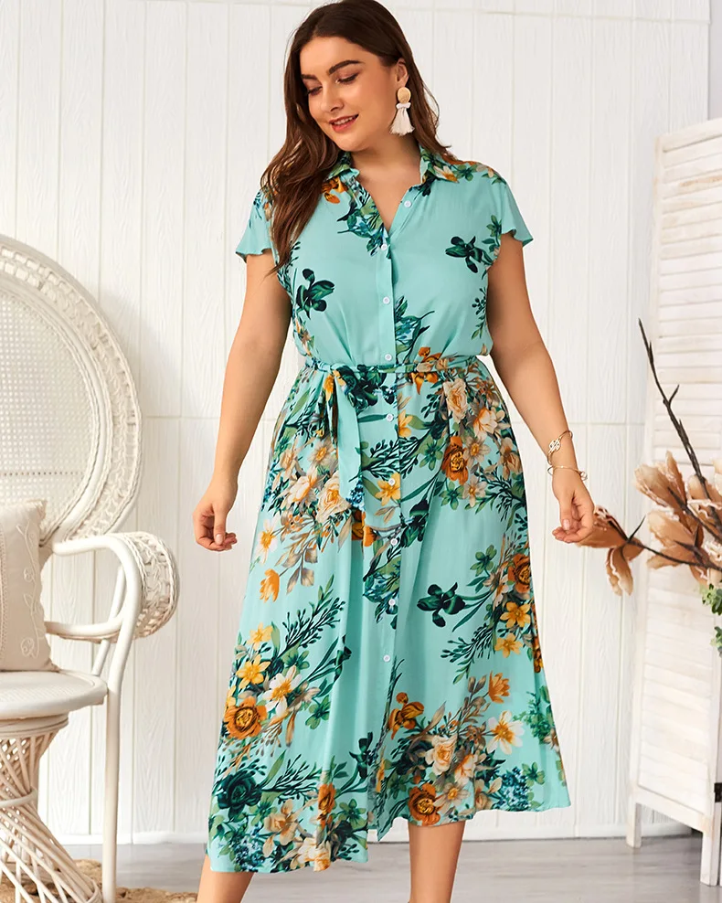 

Spring floral curvy woman long dress