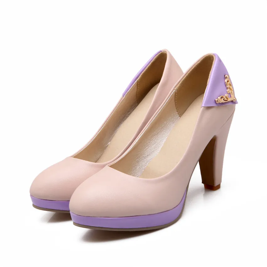 Женские туфли-лодочки на высоком каблуке и платформе женские свадебные туфли на шпильке каблук «рюмочка» размера плюс 33-40, 41, 42, 43 - Цвет: Розовый