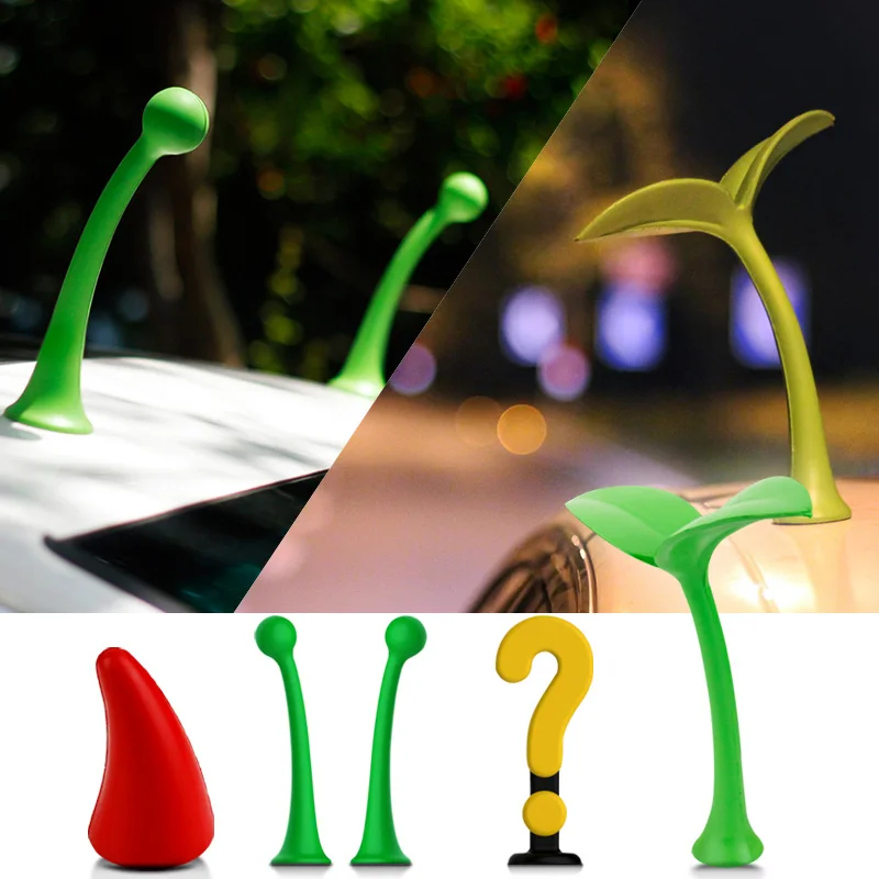 

1pc Funny Cute 3D Creative Car Sticker Green Sapling Devil Horn Anti Collision Cute Tentacles Decoration Car Styling Accessories