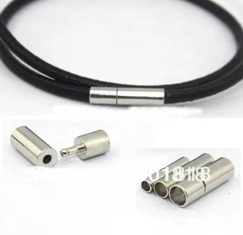 

Free Ship 100 Sets Silver Tone 3mm Leather Cord End Clasps hasp 17x4mm