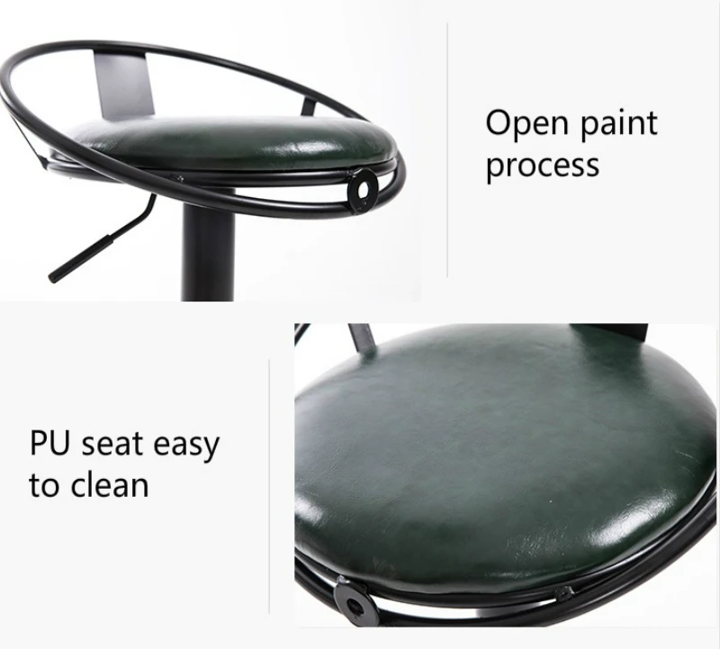 Iron Art Bar Chair European Style Rotated High Stool with Footrest Household Leisure Lifted Bar Stool Front Desk Reception Chair Iron Art Bar Chair European Style Rotated High Stool with Footrest Household Leisure Lifted Bar Stool Front Desk Reception Chair