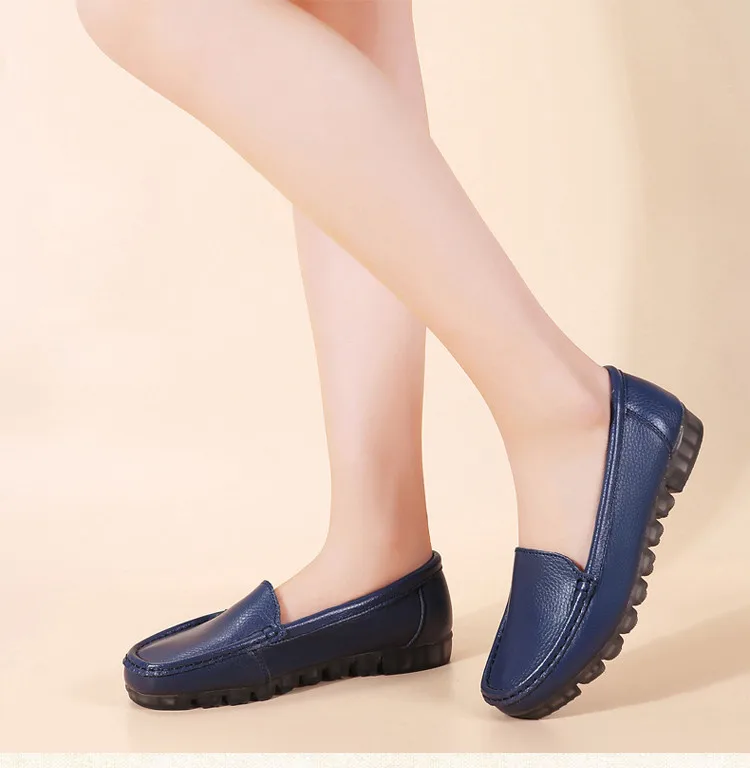 AH 201-2019 Genuine Leather Women Shoes Walking Woman Flats -12