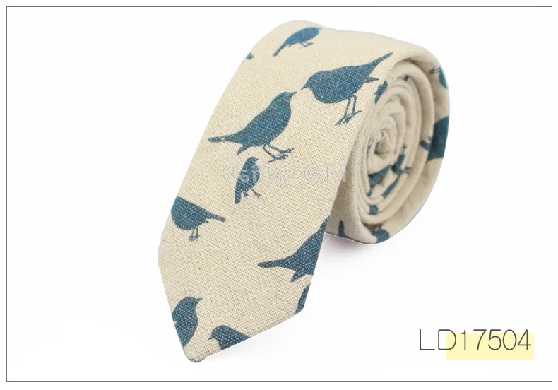 Fashion Mens Neck Tie Linen Skinny Tie for Men Wedding Party Print Neckties Casual Men Retro Neckwear Star Female Cartoon Ties - Цвет: LD17504