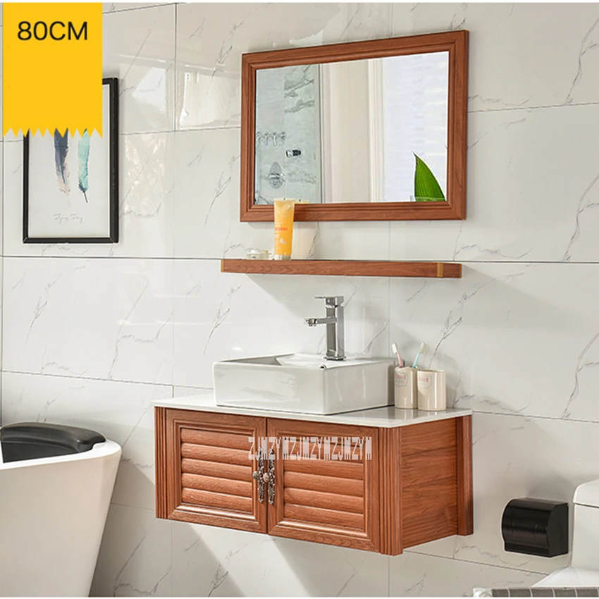  Small Wall Mounted Space Aluminum Cabinet Washroom Ceramics Basin Cabinet Combination Bathroom Stor