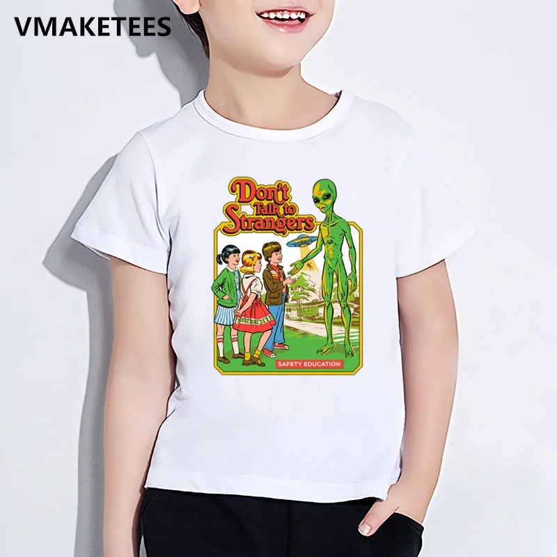 Забавная футболка для девочек и мальчиков с героями мультфильма «История ужасов»; детская футболка с принтом «Демон, смерти», «Страшный злой сатанин» и «Грим»; одежда для малышей; HKP2439