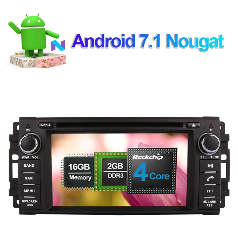 Best Android 8.0 Octa Core 4GB RAM Car DVD CD Player For Jeep Wrangler Commander Dodge Chrysler Radio Stereo GPS Navigation SWC Wifi 1
