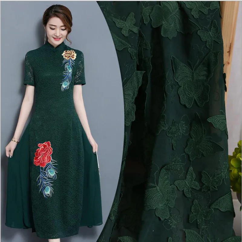 dark green embroidered dress