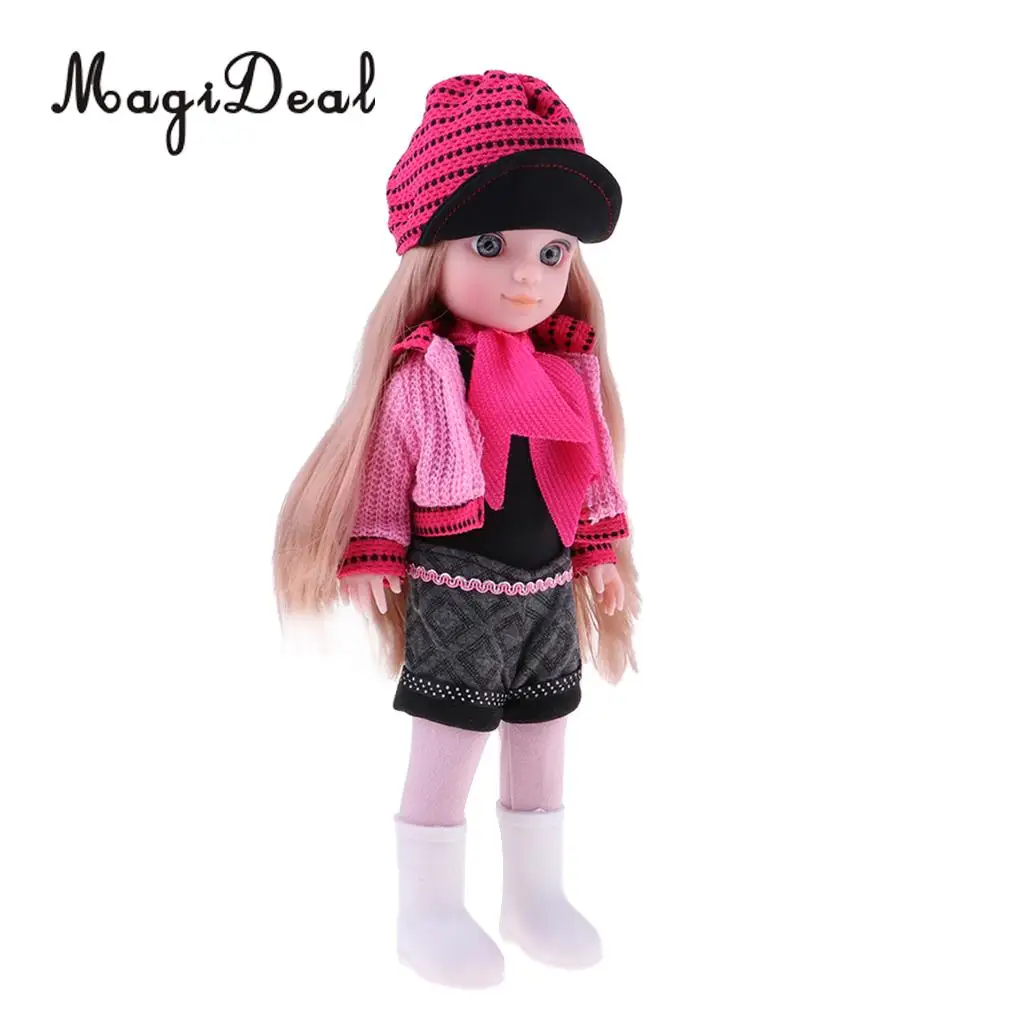 

32cm Soft Vinyl Baby Newborn Girl Doll with Blink Eyes in Pink Clothes Kids Education Toys