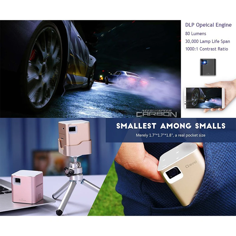 Everyone Gain A6 DLP 3D LED Mini Projector Wifi Android Digital Hand Projecteur HD Wifi Airplay Home Movie Theater Video Beamer