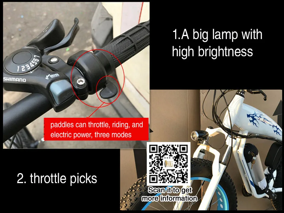 Cheap 48V 21 speed 10A/15A/18A  Motor Match Fat Bike electromobile special tire  mountain bike 2