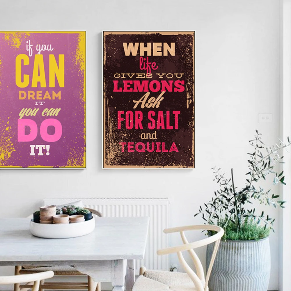 Vintage Frase Bahasa Inggris Inspirasional Poster Gambar Seni Cetak