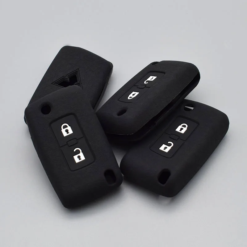 Силиконовый чехол для автомобильных ключей, набор для Mitsubishi Outlander Lancer Pajero, 2 кнопки дистанционного управления, Резиновая Защитная оболочка