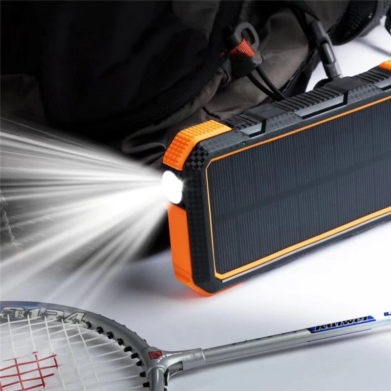 Зарядное устройство 40000mAh QI Беспроводное солнечное зарядное для IPhone Samsung Huawei PD +