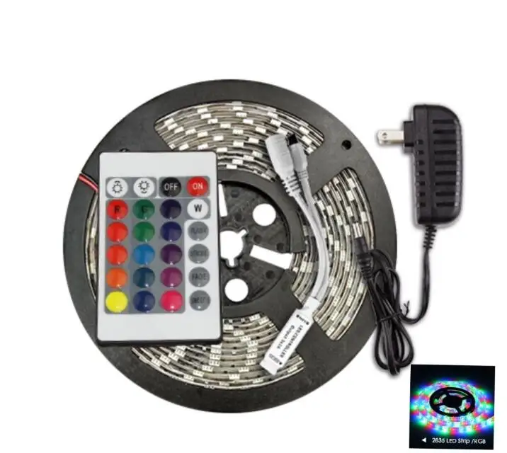 Светодиодный светильник DC 12 В SMD 2835 5050 Гибкая Диодная лента RGB 5 м 10 м 15 м 44Key полный комплект водонепроницаемый светильник ing - Испускаемый цвет: 2835 RGB set 24KEY