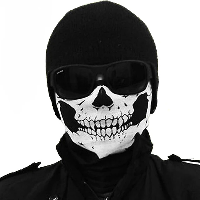 Motocycle Cycling Bike Outdoor Masks Skull Skeleton Headwear Hat Neck Ghost Half Face Mask Cap Multifunctional