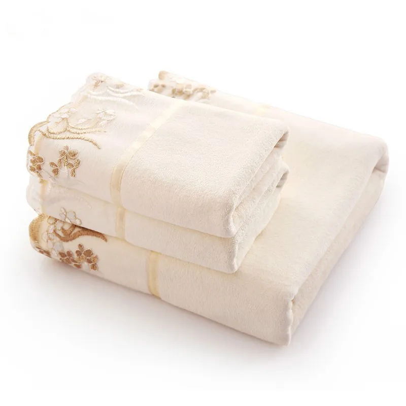 

Microfiber Fabric Embroidered 3 pcs Towel Set for Adults Home 1pc*70*140cm Bath Towel 2pcs*34*76cm Face Towels