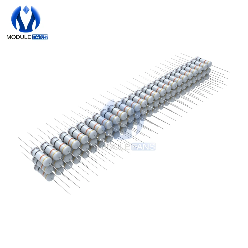 50 шт. металлический оксидный пленочный резистор 5W 5%+ 5%-5% 1R-1M 1K 2,2 K 4,7 K 5,1 K 6,8 K 10K 15K 22K 47K 100K сопротивление Diy Электронный Ом