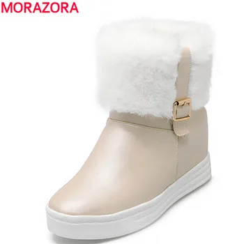 

MORAZORA Fashion keep warm plush snow boots women Height Increasing sweet buckle winter ladies ankle boots for women shoes