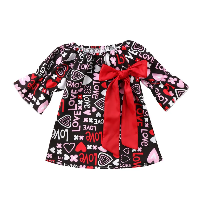 

New Style Newborn Kids Baby Girls Dress Long Sleeve Love Valentine Day Party Pageant Dress Outfits
