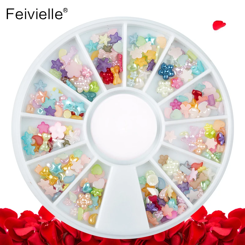 Feivielle 2018 новый смешанный дизайн красочные жемчужины для дизайна ногтей шпильки