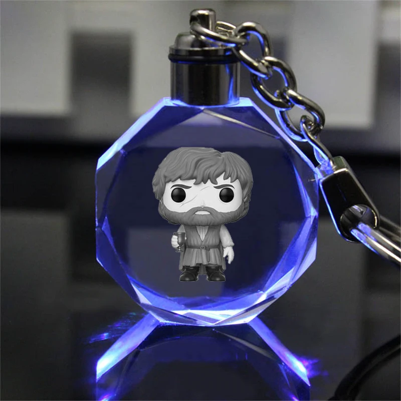 Игра престолов Jon Snow аниме светодиодный брелок для ключей логотип фигурный брелок Хрустальная игрушка брелок для ключей держатель для ключей унисекс Рождественский подарок