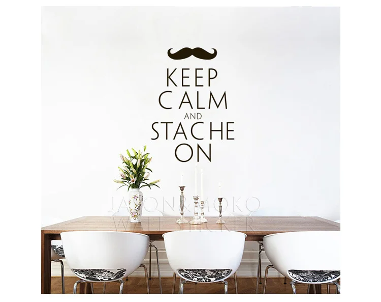 

Keep Calm and Stache On - Vinyl Wall Art - FREE Shipping - Mustache Wall Decal mural wallpaper wall art 45*55CM Free shipping