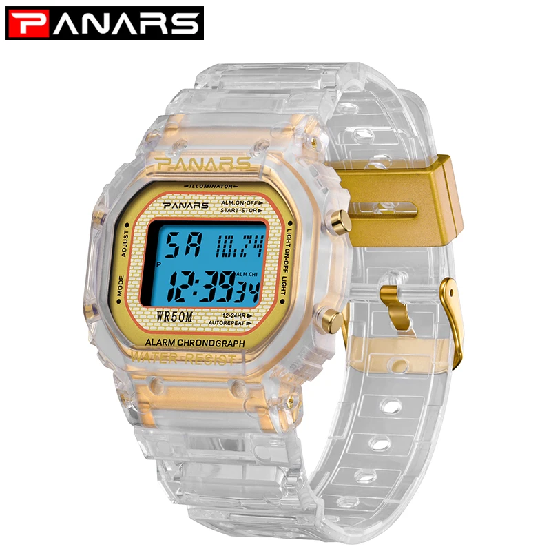 

PANARS Luxury Men Watch 2019 Digital Sports Watch Waterproof Outdoor Wristwatch Transparent Women's Watches reloj digital hombre
