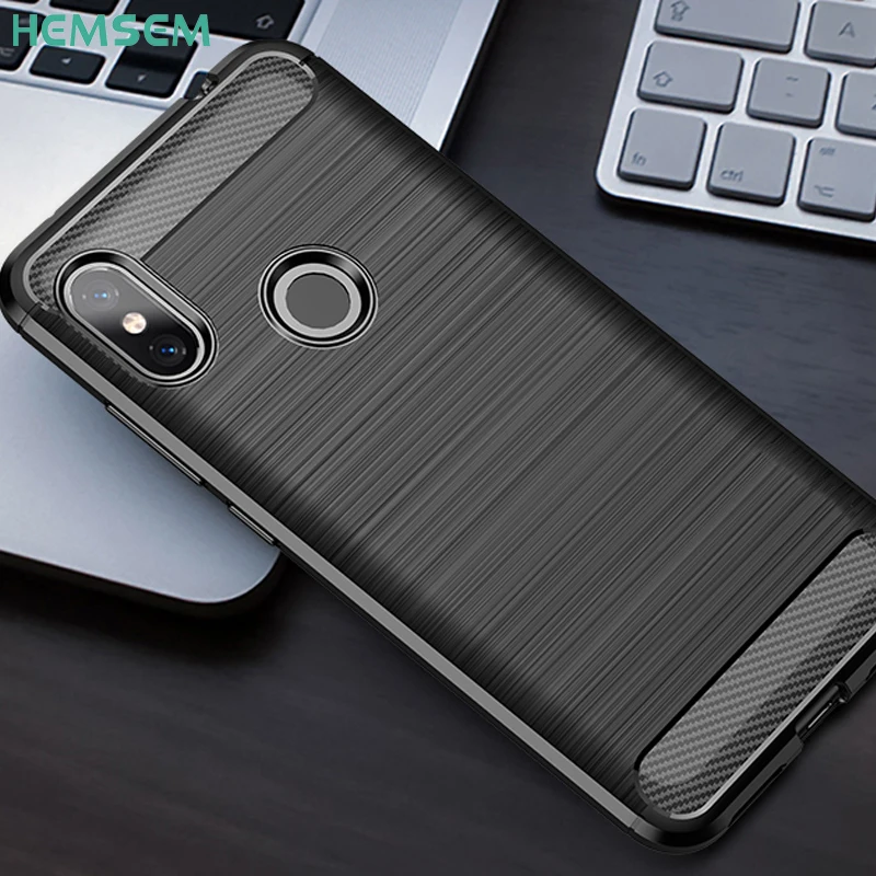 

For Xiaomi Redmi Note 6 Note6 Pro Case Rugged Armor Silicone Brushed Carbon Fiber Texture Xiomi Red mi Note 6 Phone Cover Coque