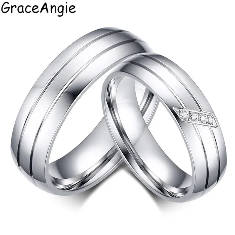 

GraceAngie 1PC Trendy Lovers Rings Titanium Steel Sterlings Quality Hot Sale Present for Boyfriend Girlfriend Birthday Wedding