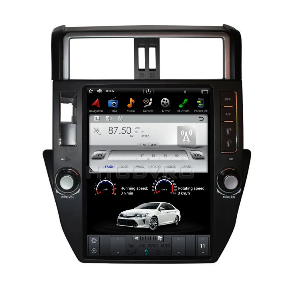 Flash Deal YMODVHT 12.1inch Telsa Vertical Screen Quad Core Android 7.1 2GB RAM Car DVD GPS for Toyota Prado/LC150/Prado150 2010-2013 2014- 3