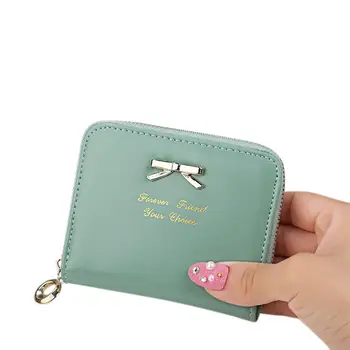 

PinShang Women Wallets Simple Short-style Clutch Bag Bowknot Decoration Zipper Handbag Purses and Wallets Wallet Women ZK40