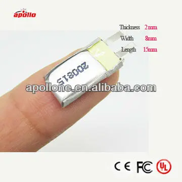 2*8*15mm small size lithium polymer battery for card reader 200815 | Электроника