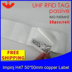 UHF RFID tag sticker Impinj H47 printable copper label 915mhz868mhz Higgs3 EPC 6C 20pcs free shipping adhesive passive RFID labe