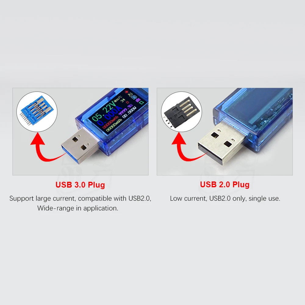 USB3.0 цветной ЖК-дисплей Напряжение Ток мощность Батарея заряд измерительный прибор Многофункциональный USB Тестер