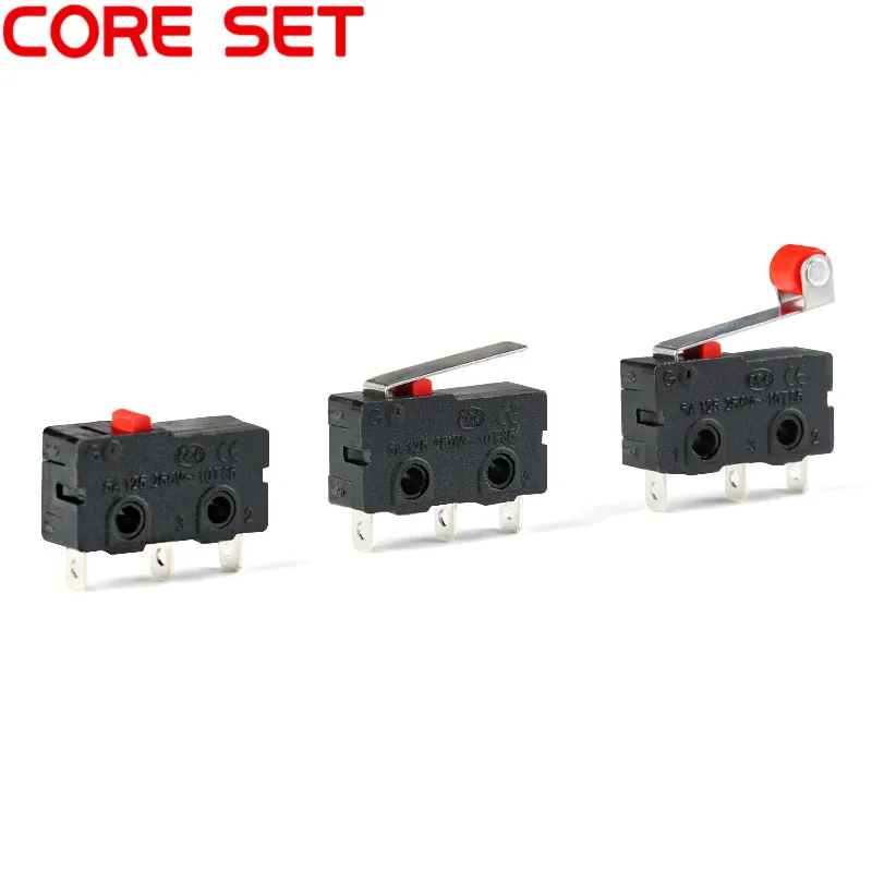 10Pcs 20X6X10Mm Mini Micro Limit Switch Roller Braccio Di Leva Spdt Normalmente Open Close A Scatto Azione
