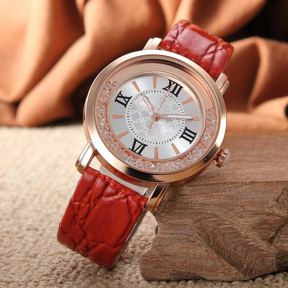 

Ladies Fashion Quartz Watch Women Rhinestone Leather Casual Dress Women's Watch Crystal relogio feminino Reloj Mujer 533