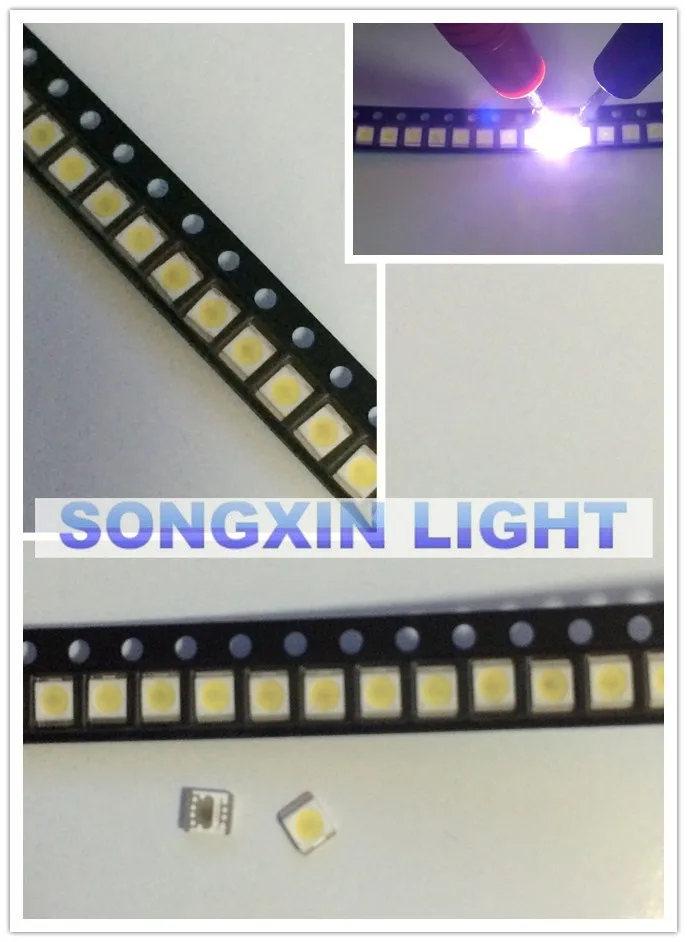 200 шт./лот 3528 2835 3V SMD светодиодный Бусины 1 ватт LG 100LM холодный белый для ТВ ЖК-дисплей Подсветка