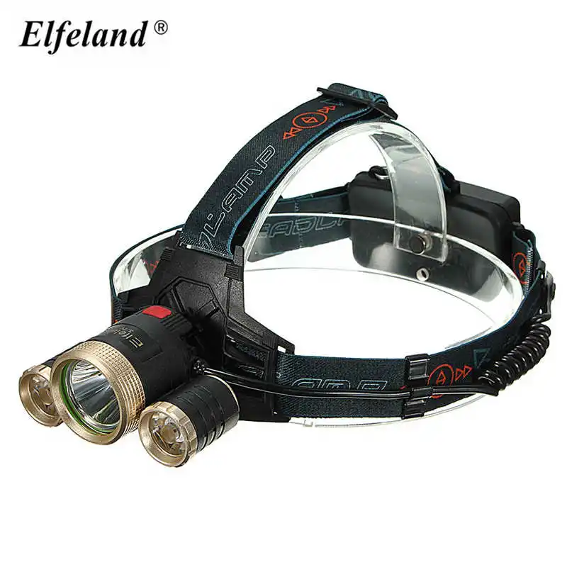 

Elfeland Waterproof 4 modes T6 3 led Headlight 18650 Headlamp Riding Camping Hiking Hunting Head light lamp For Outdoor