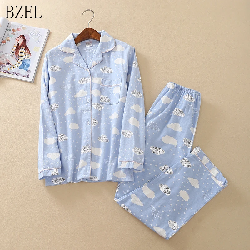 BZEL, пижамные комплекты, весна-осень, Голубое облако, Женская пижама с длинным рукавом, костюм для дома, женский подарок, женская домашняя пижама, Mujer Femme