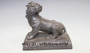 

Chinese Pure Bronze Regius feng shui Dragon Kylin Kirin Brave troops statue