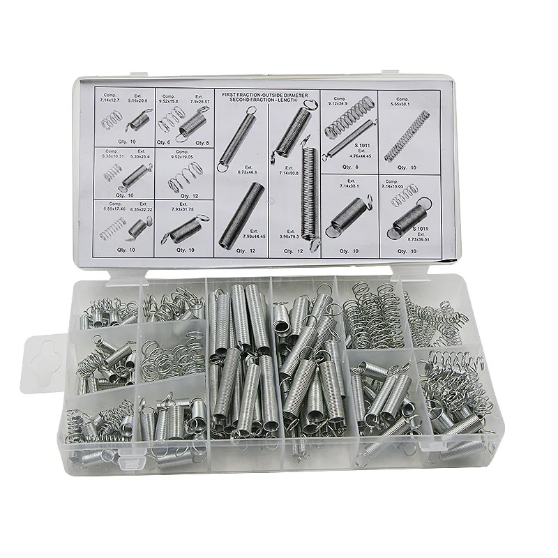

200Pcs High Quality Steel Spring Electrical Hardware Drum Extension Tension Springs Pressure Suit Metal Assortment Hardware Part