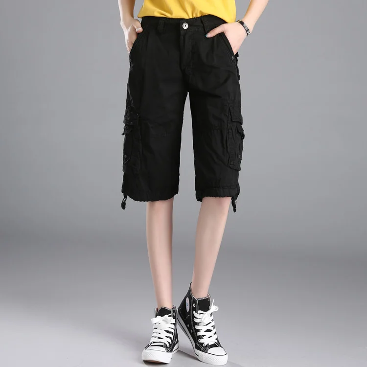 Outdoor Men Women's Overalls Trousers Multi-pocket Casual Cotton Pants Cargo Hip-hop Baggy Pants Loose Army Green/khaki Pants - Цвет: S Black